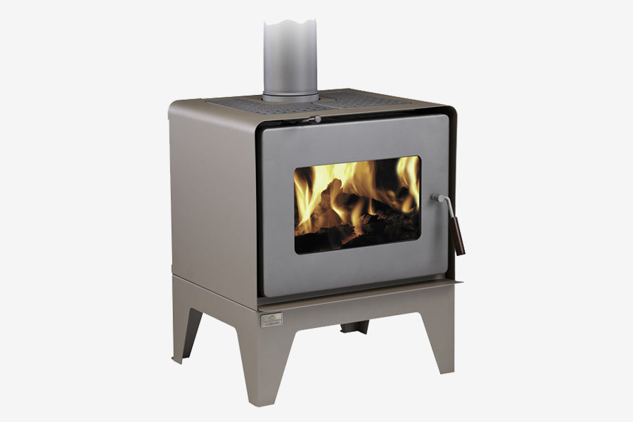 Woodsman Flare Metallic Brown Leg Wood Burner Side