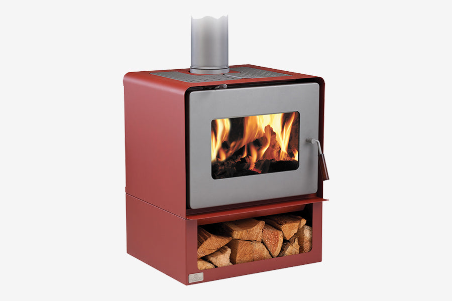Woodsman Flare Red Brown Wood Box Burner Front
