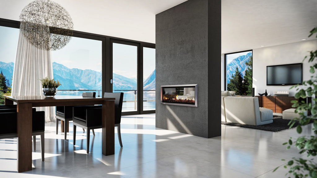Escea DX1000 Double Sided Gas Fire Right Side